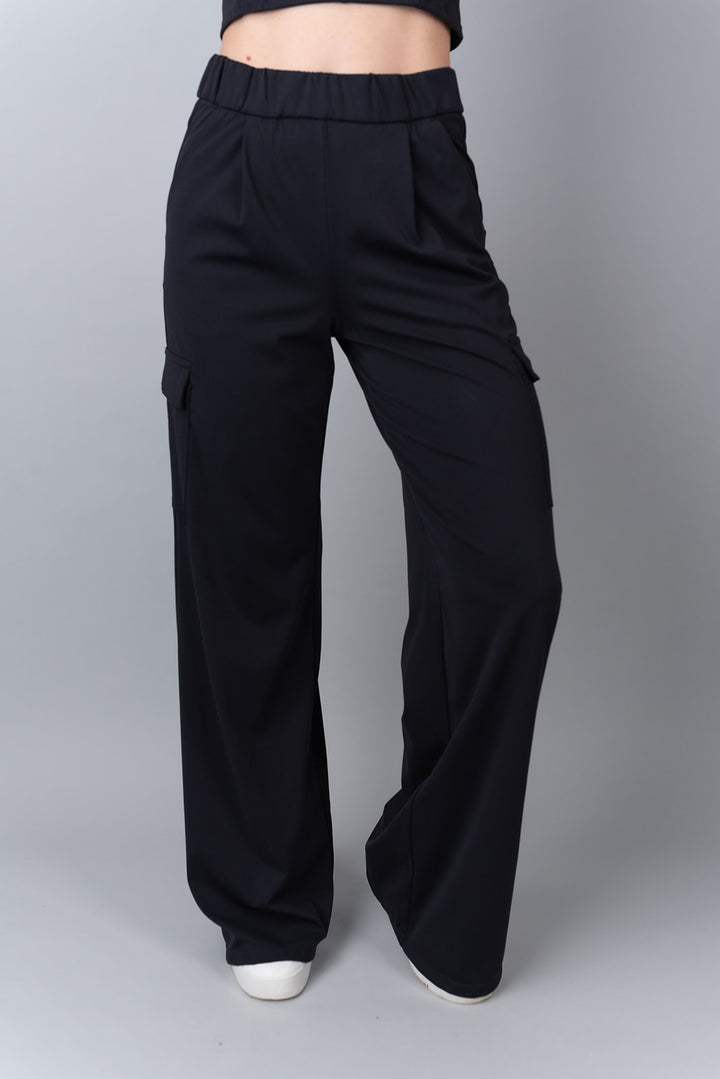 black office cargo pants front